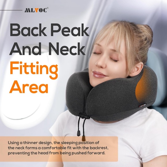 MLVOC Travel Pillow 100% Pure Memory Foam Neck Pillow - Picture 3 of 6